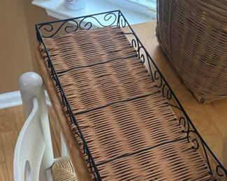 Vintage Wicker and Metal Tray