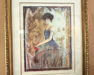 Blue Dress by Janet Treby Mixed Media Print