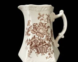 Alfred Meakin Charlotte Brown Floral Transferware Pitcher