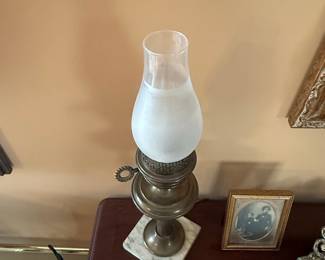 Victorian Brass Electrified Oil Lamp