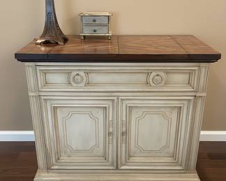 Vintage French Provincial Whitewashed Flip-Top Server