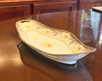 R.S. Germany Porcelain Hand Painted Floral Celery Dish