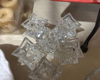 Five Clear Crystal Star-Shaped Votive Candle Holder