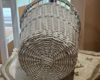 Grey Wicker Waste Basket