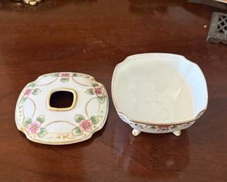 Nippon Hand Painted Footed Hair Receiver