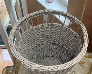 Grey Wicker Waste Basket