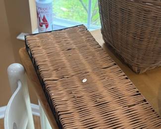 Vintage Wicker and Metal Tray