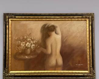 T. Denzer Signed Nude Oil Painting