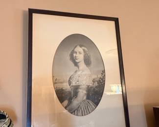 19th Century Oval Portrait Print of a Young Woman
