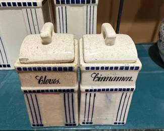 Vintage German Porcelain Spice Jars - Cloves & Cinnamon