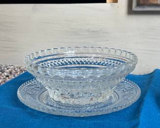 Pattern Berry Glass Bowls and Saucer