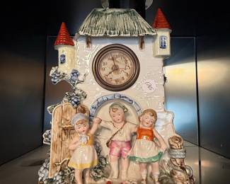 Vintage German Porcelain Figural Mantel Clock