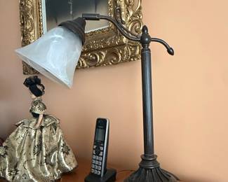 Art Nouveau Style Desk Lamp with Frosted Glass Shade