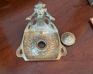 Art Nouveau Figural Nude Woman Inkwell