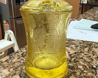 Anchor Hocking Rain Flower Amber Glass Pitcher and Tumbler Set