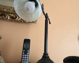 Art Nouveau Style Desk Lamp with Frosted Glass Shade