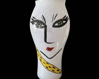 Kosta Boda Ulrica Hydman-Vallien Open Minds Face Vase 1981