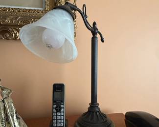 Art Nouveau Style Desk Lamp with Frosted Glass Shade