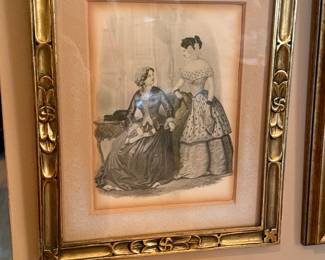 Victorian Fashion Plate Engraving in Gilt Frame