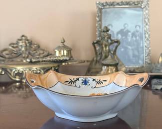 Noritake Hand Painted Lusterware Landscape Dish with Handles