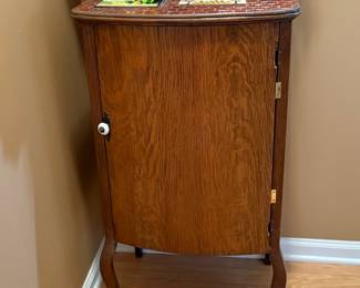 Antique Oak Music Cabinet with Tiled Top