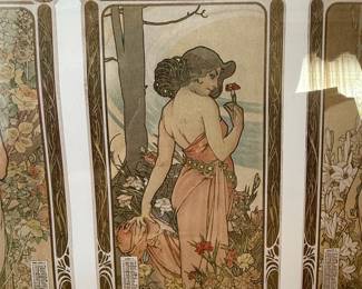 Alphonse Mucha 'The Flowers' (Les Fleurs) Decorative Panel Print