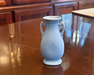 Occupied Japan Jasperware-Style Miniature Vase with Courting Couple
