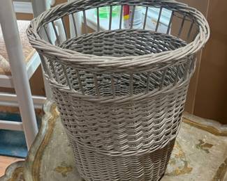 Grey Wicker Waste Basket