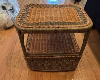 Wicker Two-Tier Accent Table