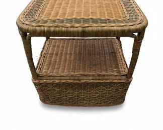 Wicker Two-Tier Accent Table