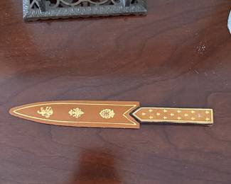 Vintage IWrapped Letter Opener with Heraldic Motifs