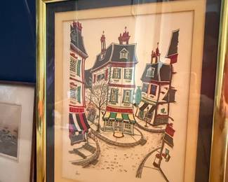 Jacquest (Tom Wood) Signed Numbered French Village Lithograph