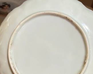 Vintage Hand Painted Faience Saucer with Scalloped Edge
