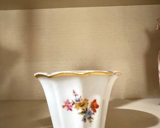 Erphila Germany Porcelain Floral Footed Cachepot