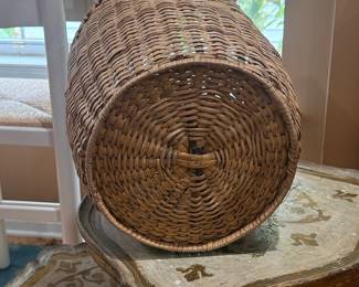 Vintage Woven Wicker Waste Basket