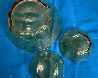 Vintage Anchor Hocking Swedish Modern Honey Gold Style Chip and Dip Set