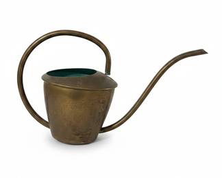 Vintage Brass Watering Can with Teal Interior