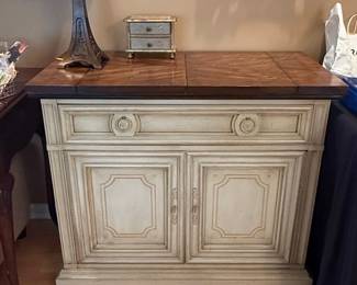 Vintage French Provincial Whitewashed Flip-Top Server