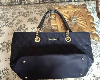 Calvin Klein Quilted Nylon Chain Tote Bag