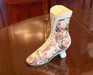 Porcelain Floral Lace-Up Boot Figurine