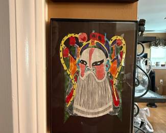 Set of Five Framed Chinese Peking Opera Paper Cut Prints