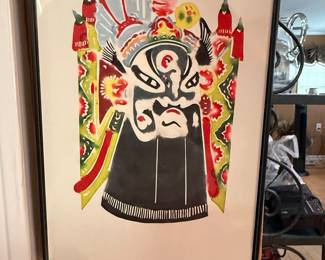 Set of Five Framed Chinese Peking Opera Paper Cut Prints