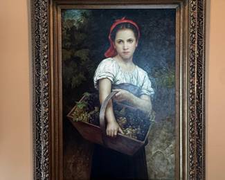 Oil Painting of Girl with Grapes