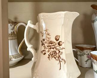 Alfred Meakin Charlotte Brown Floral Transferware Pitcher