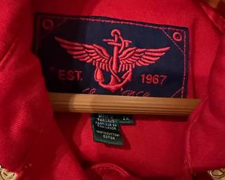 Lauren Ralph Lauren Red Nautical Pea Coat
