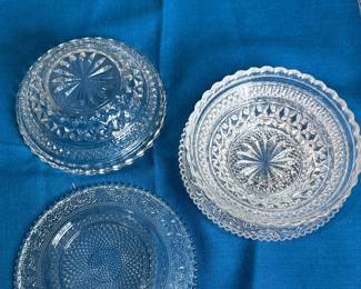 Pattern Berry Glass Bowls and Saucer