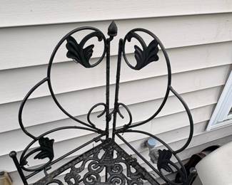 Victorian-Style Wrought Iron Corner Plant Stand