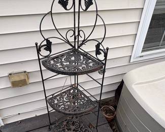 Victorian-Style Wrought Iron Corner Plant Stand