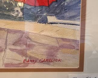 Barry Garelick Watercolor Painting 'Red Umbrella'