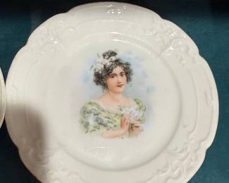 Vintage Portrait Cabinet Plates - "French Country Girl Chic"